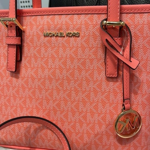 Michael Kors Jet Set Travel XS Carryall Tote Top Zip Tote Grapefruit - Picture 13 of 16